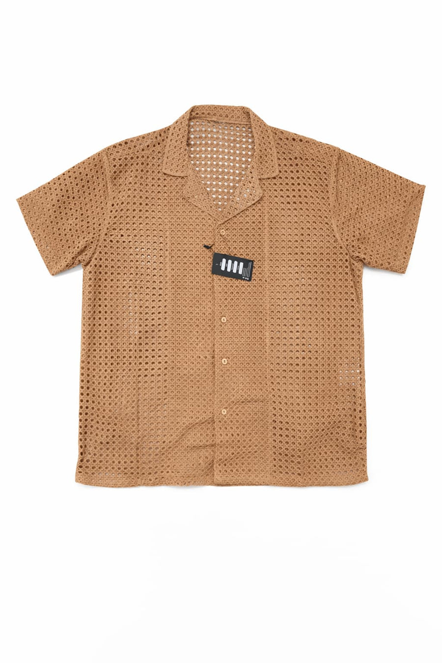 POSHFIT COUTURE — Open-Weave Resort Shirt (Camel Sand)